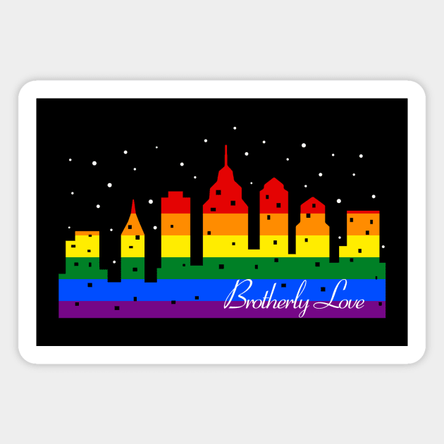 Philadelphia Brotherly Love LGBT Gay Pride City Skyline Magnet by TeeCreations